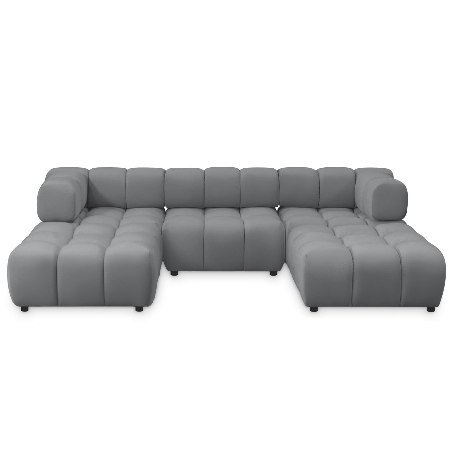 Exklusive Wohnlandschaft Tondo U 192x288 cm – Designer-Sofa Samt Bluvel 14 Grau – Modernes Bubble-Design & HR-Schaum Komfort