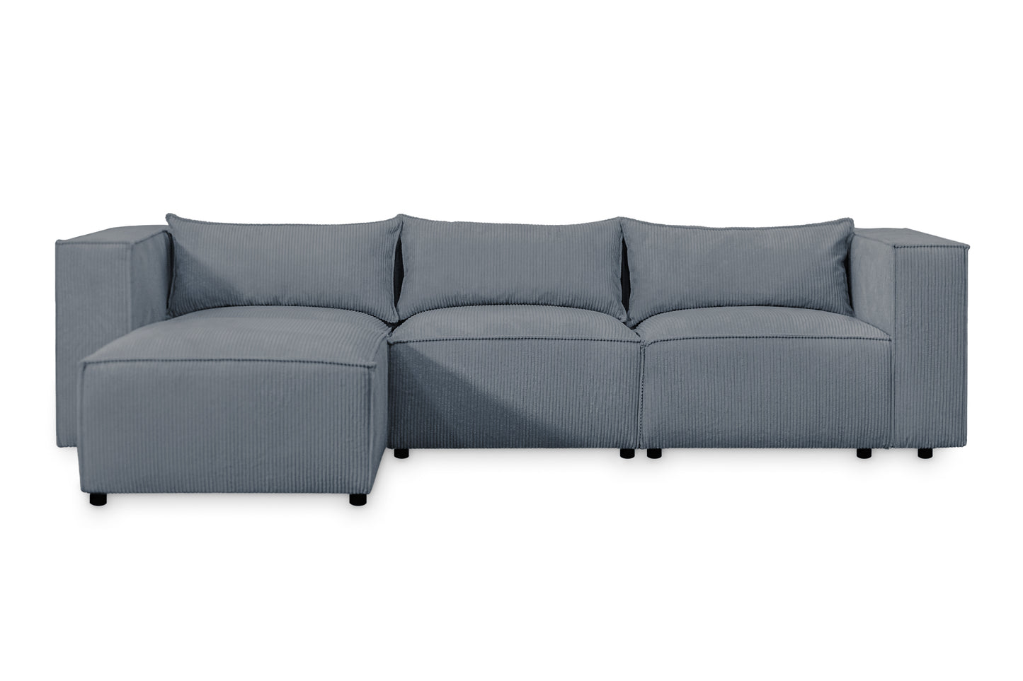 Ecksofa MODULO 290x185 cm Modulsofa Lincoln 85 Grau-Blau – Modernes Design mit weichem Breitcord-Stoff