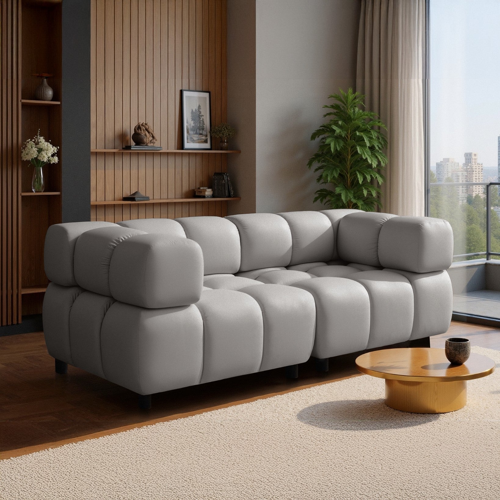 Sofa Tondo 3-Sitzer-Bluvel 03 Hellgrau