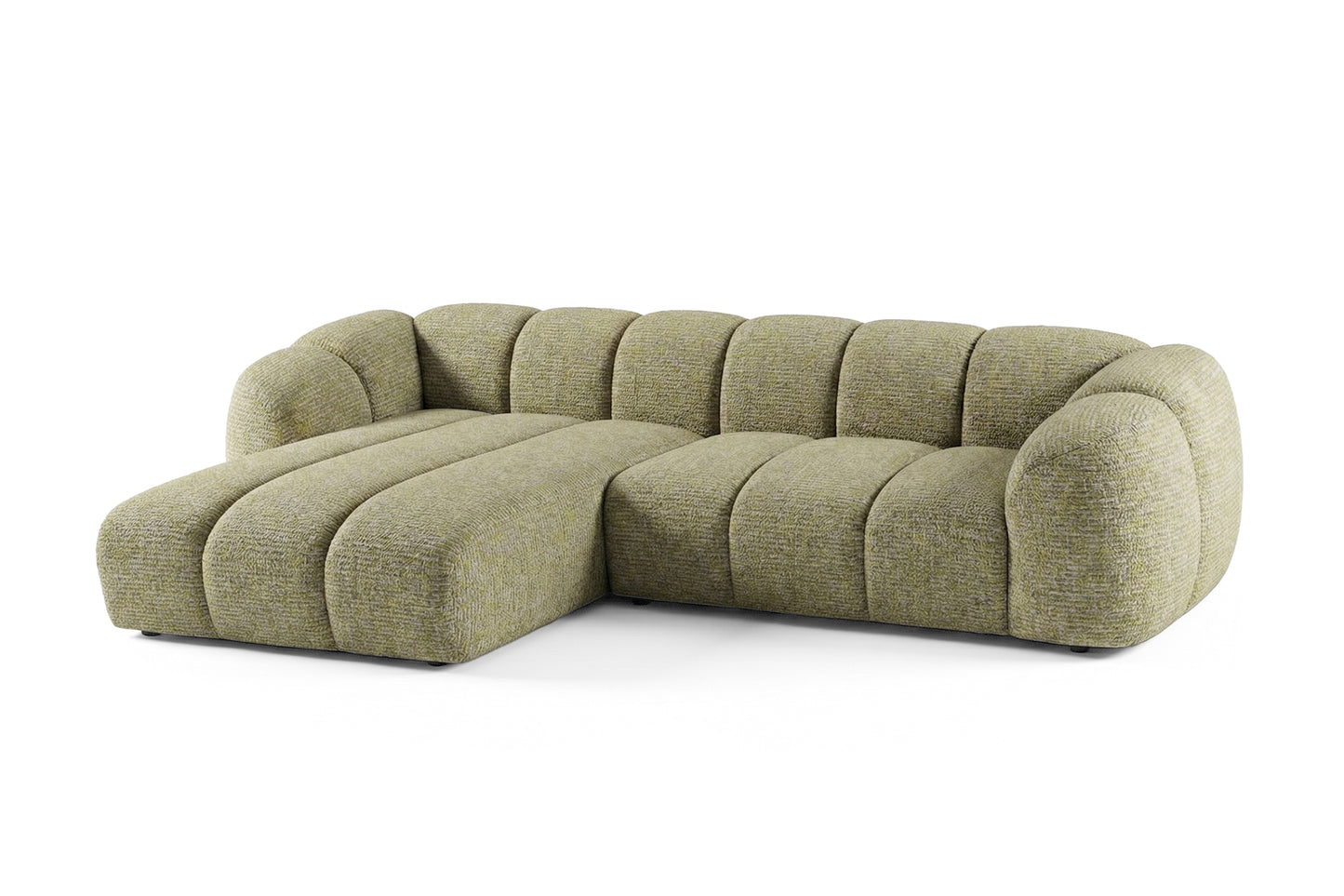 Mali Design Ecksofa 280x150 cm | L-förmige Couch aus Premium Puente-Strukturstoff | 41 Senfgelb | Ottomane links