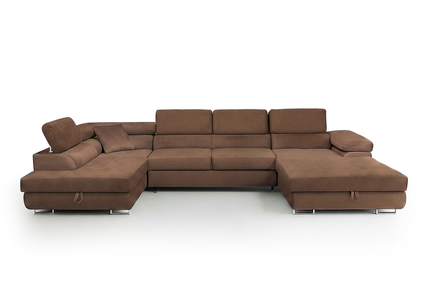 Wohnlandschaft Aller XXL U-Form links Schlaffunktion 2 Bettkästen Beige