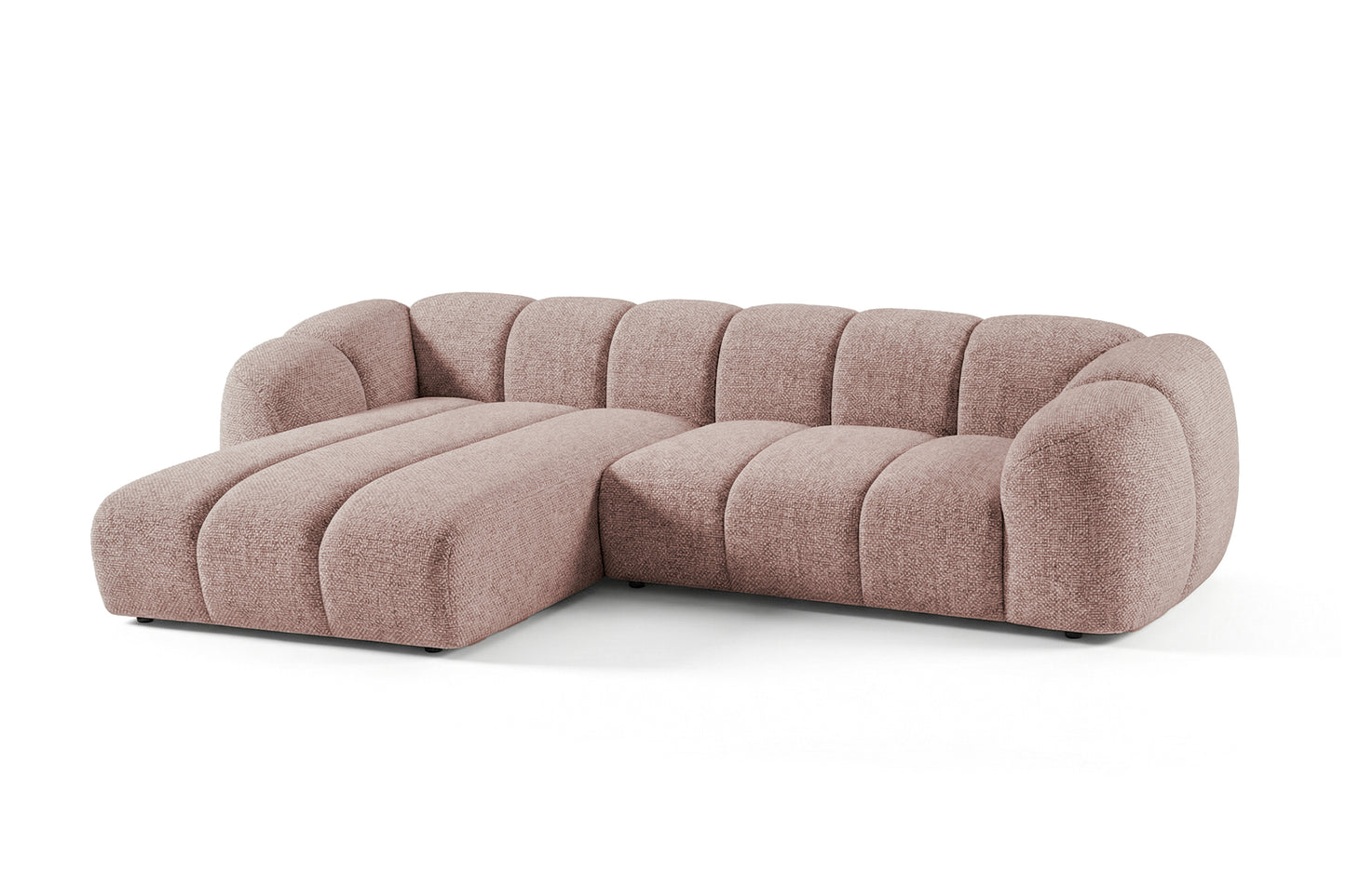 Mali Design Ecksofa 280x150 cm | L-förmiges Sofa aus hochwertigem Puente-Strukturstoff |68 Altrosa| Ottomane links