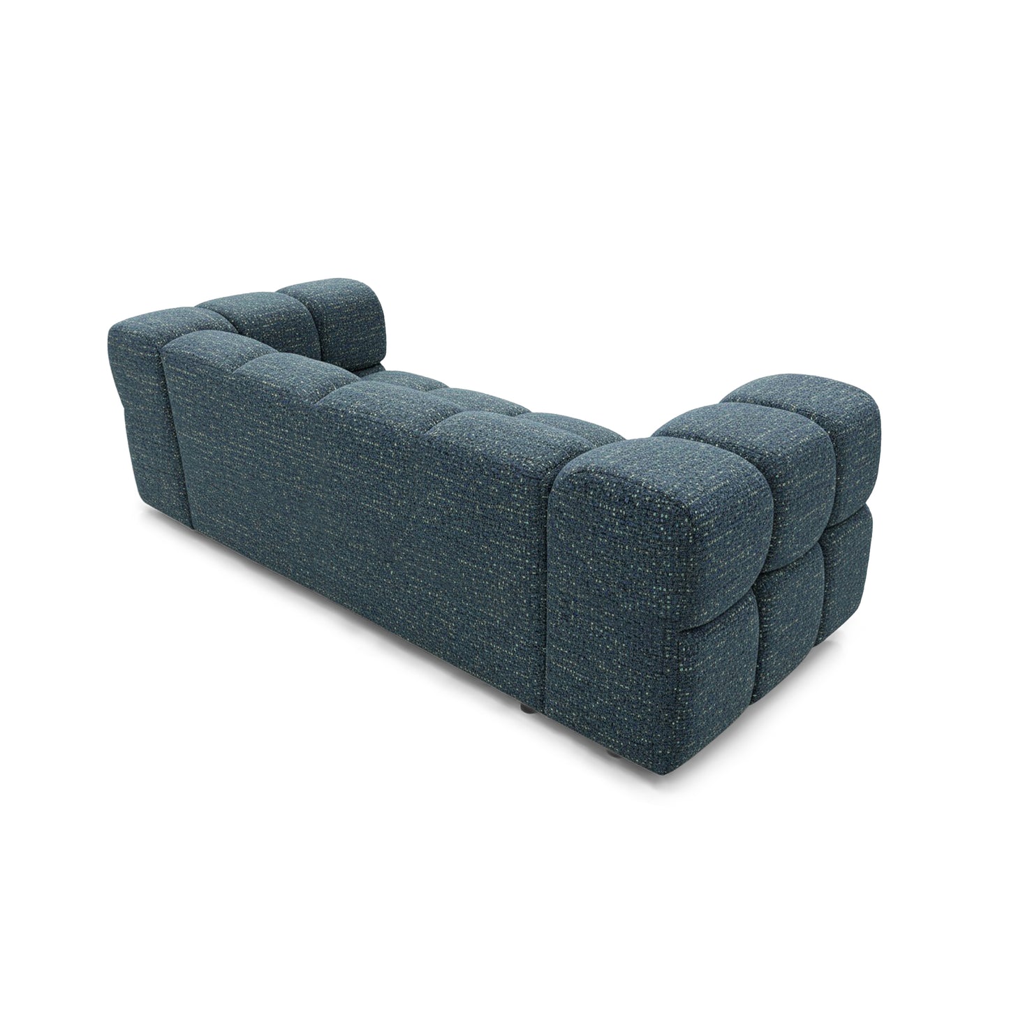 Design-Sofa 3-Sitzer TONDO PUENTE 39 – Strukturstoff in Bouclé-Optik – Wellenformiges Design – Dunkelblau