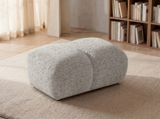 Lounge-Hocker SAVIO – Stoff Puente 06 Hellgrau – 90x70 cm – Design-Sitzpouf mit Premium HR-Komfort