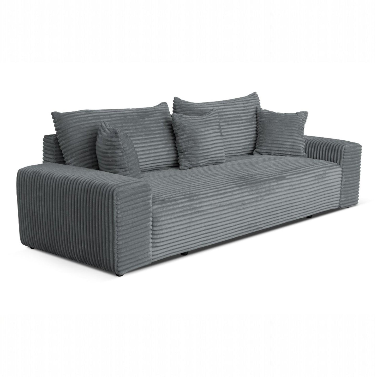 Sofa CORDO von Sofiland - Modernes Schlafsofa mit Bettkasten, Cord-Sofa 265x105 cm, Grau