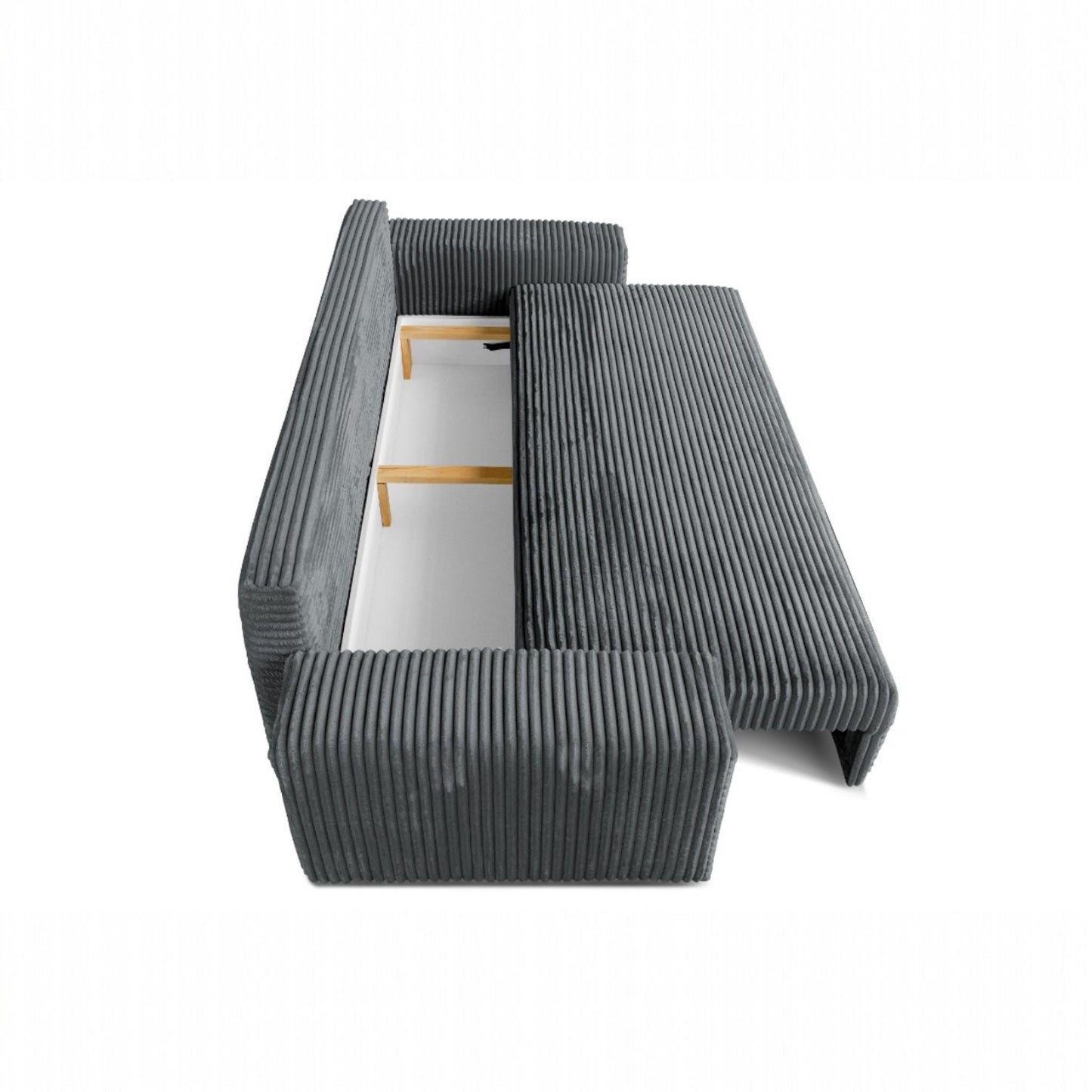 Sofa CORDO von Sofiland - Modernes Schlafsofa mit Bettkasten, Cord-Sofa 265x105 cm, Grau