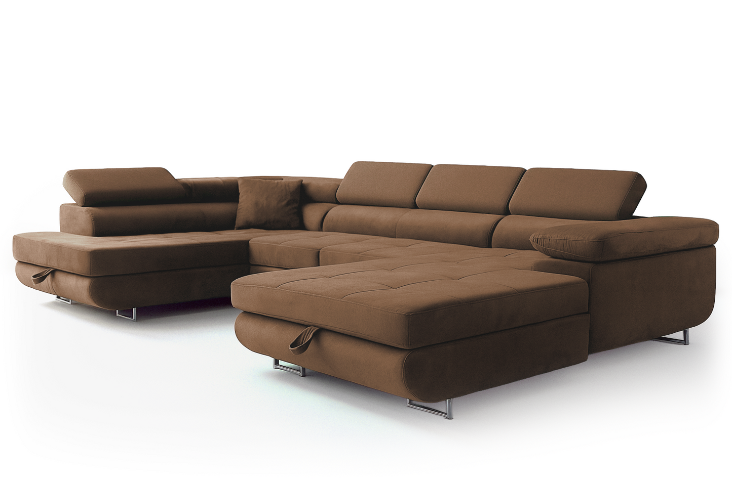 Wohnlandschaft Aller XXL U-Form links Schlaffunktion 2 Bettkästen Beige