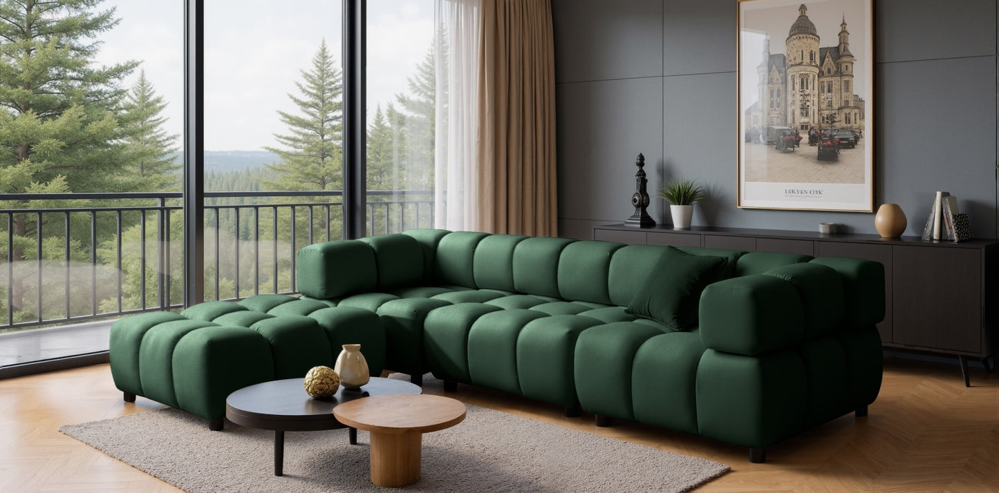 Ecksofa TONDO LC/RC 192x288cm Bluvel 78 Flaschengrün