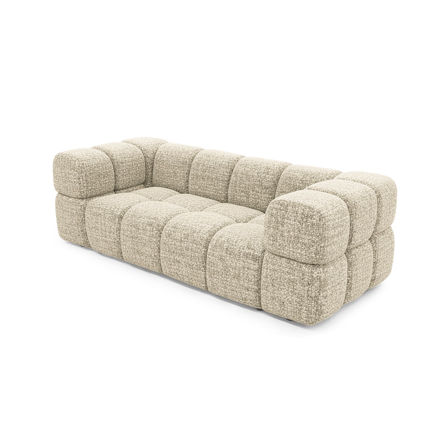 Design-Sofa 3-Sitzer TONDO PUENTE 03 – Strukturstoff in Bouclé-Optik – Wellenförmiges Design – Cremefarben