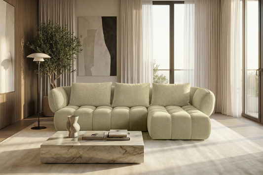 Lounge Ecksofa SAVIO - Puente 41 Senfgelb rechts - 250x168 cm - Design Sofa HR