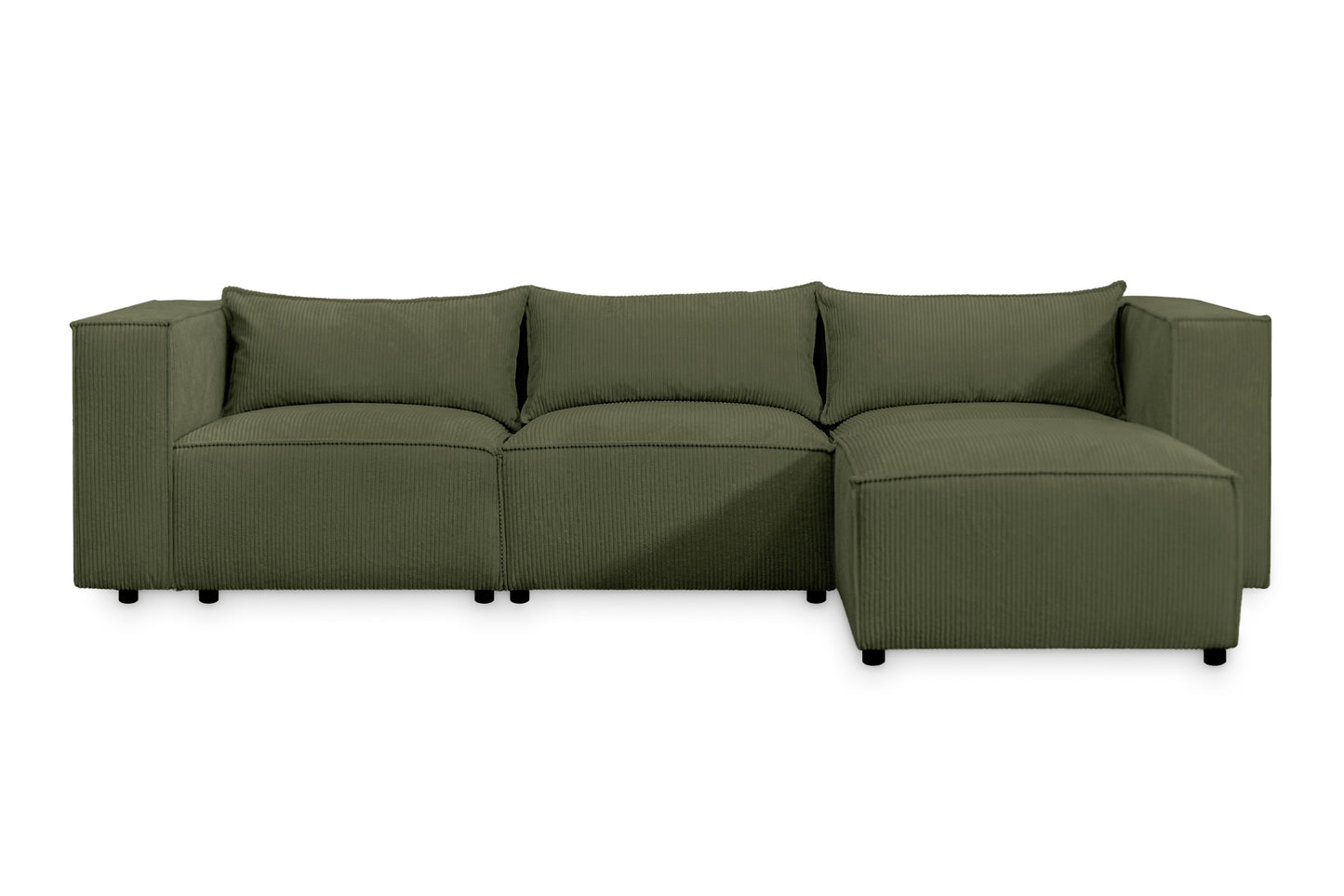Ecksofa MODULO 290x185 cm Modulsofa Lincoln 37 Grün – Modernes Design mit weichem Breitcord-Stoff