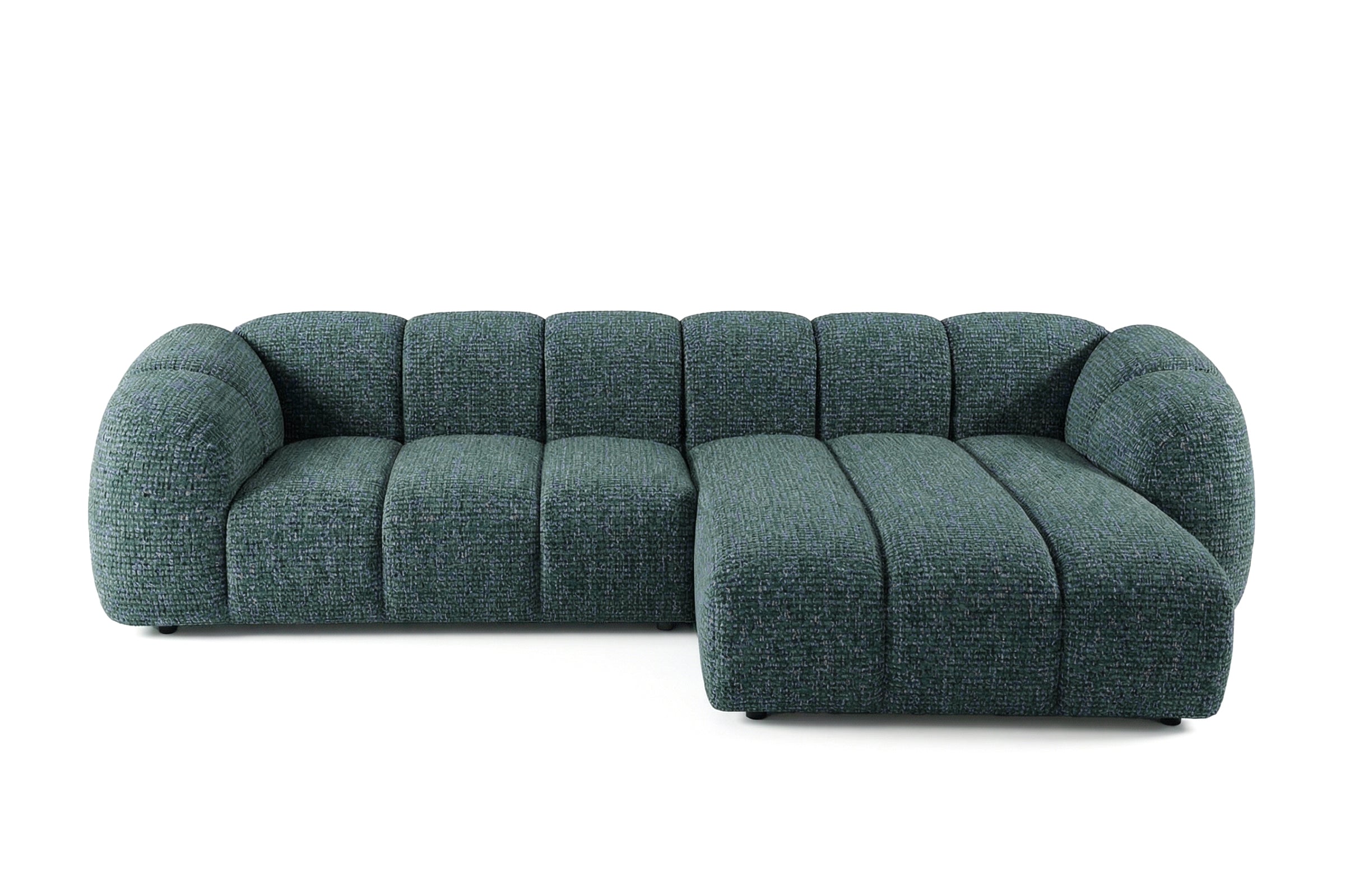 Mali Design Ecksofa 280x150 cm | L-förmige Couch aus hochwertigem Puente-Strukturstoff |39 Petrolblau| Ottomane rechts