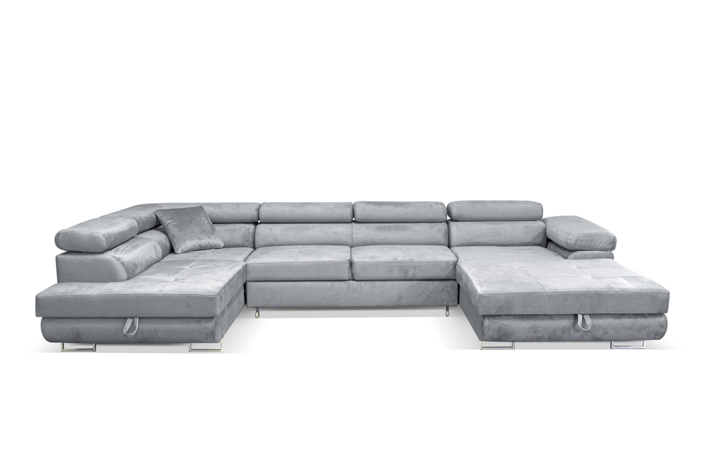 Sofiland Aller XXL U-Form Ecksofa links mit Schlaffunktion, Couchgarnitur mit 2 Bettkästen, Wohnzimmersofa Hellgrau MONOLITH 84, Sofa, Bettsofa, Couch