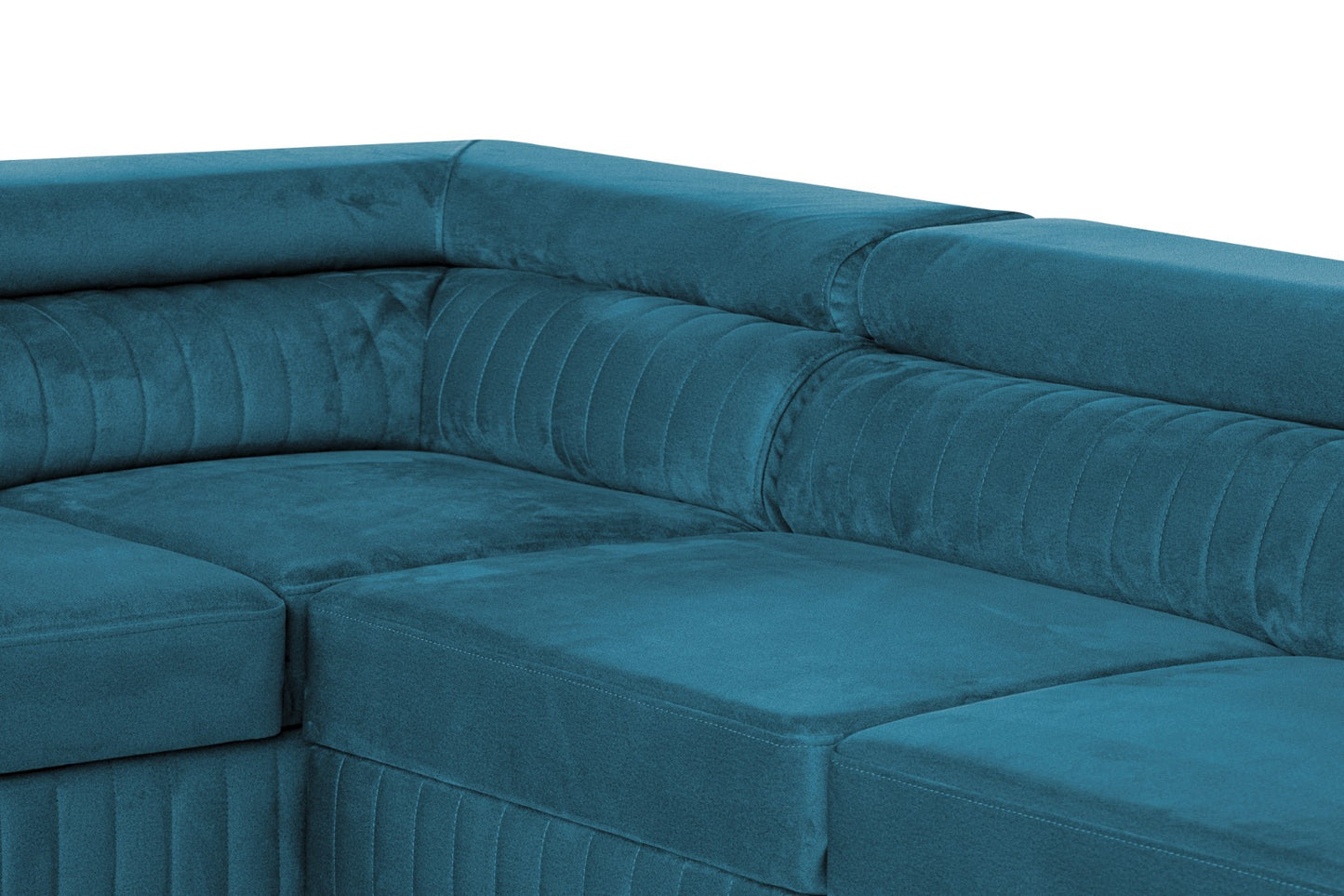 Großes U-förmiges Schlafsofa mit Bettkasten und Agmamito Element Bezug, Türkis Magnum U Sofiland