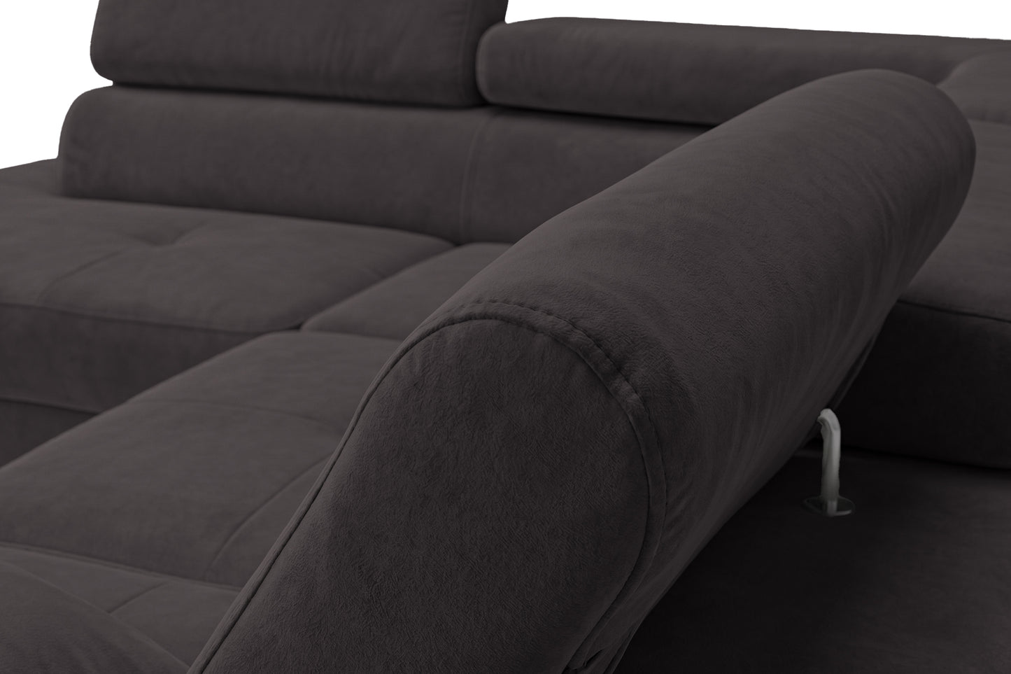 Ecksofa Luca L-Form Graphit Stoff Element 01 Linke Ottomane mit Schlaffunktion & Bettkasten