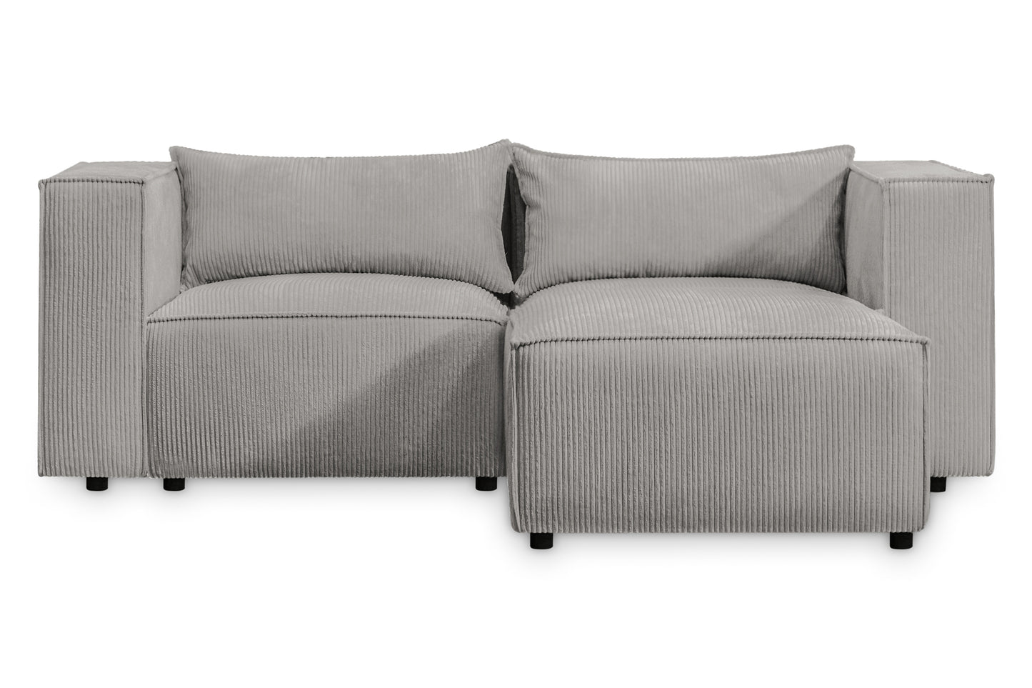 Ecksofa MODULO 210x185 cm Modulsofa Lincoln 86 Grau – Kompaktes Design mit weichem Breitcord-Stoff