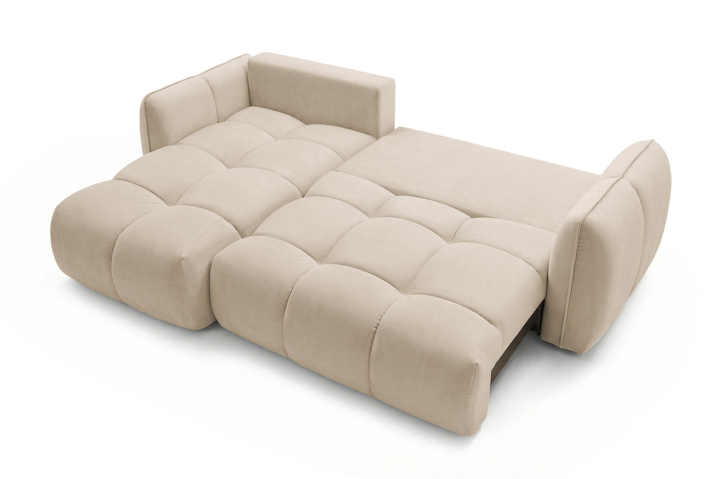 Ecksofa BELVEO mit Schlaffunktion und Bettkasten L-Form Ausrichtung Links Stoff Bluvel 22 Beige