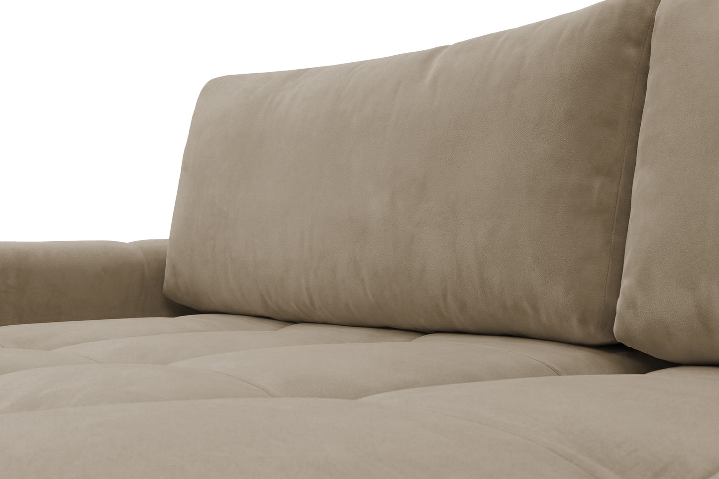 Ecksofa BELVEO mit Schlaffunktion und Bettkasten L-Form Ausrichtung Links Stoff Bluvel 28 Dunkelbeige