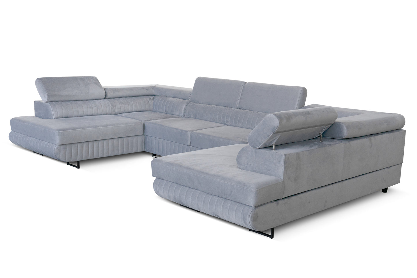 U-förmiges Schlafsofa Magnum Hellgrau 345x202 cm – Flexibles Design ohne feste Seite
