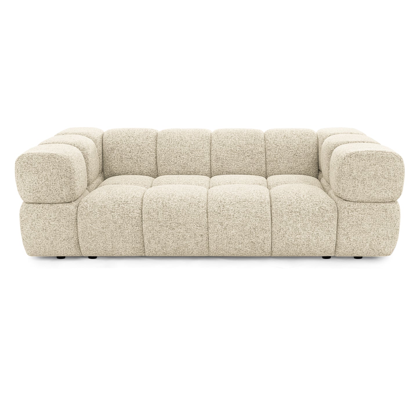 Design-Sofa 3-Sitzer TONDO PUENTE 03 – Strukturstoff in Bouclé-Optik – Wellenförmiges Design – Cremefarben