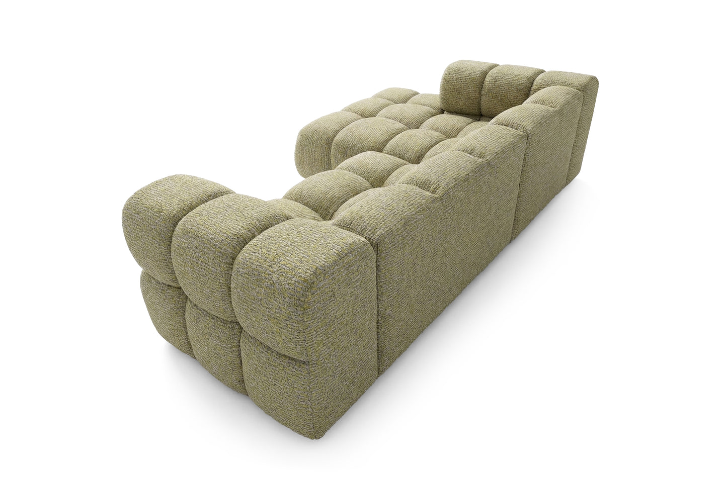 Ecksofa AVERRO 280x150 cm Puente 41 Senfgelb Ottomane Links – Modernes Bubble-Sofa mit weichem Chenille-Strukturstoff