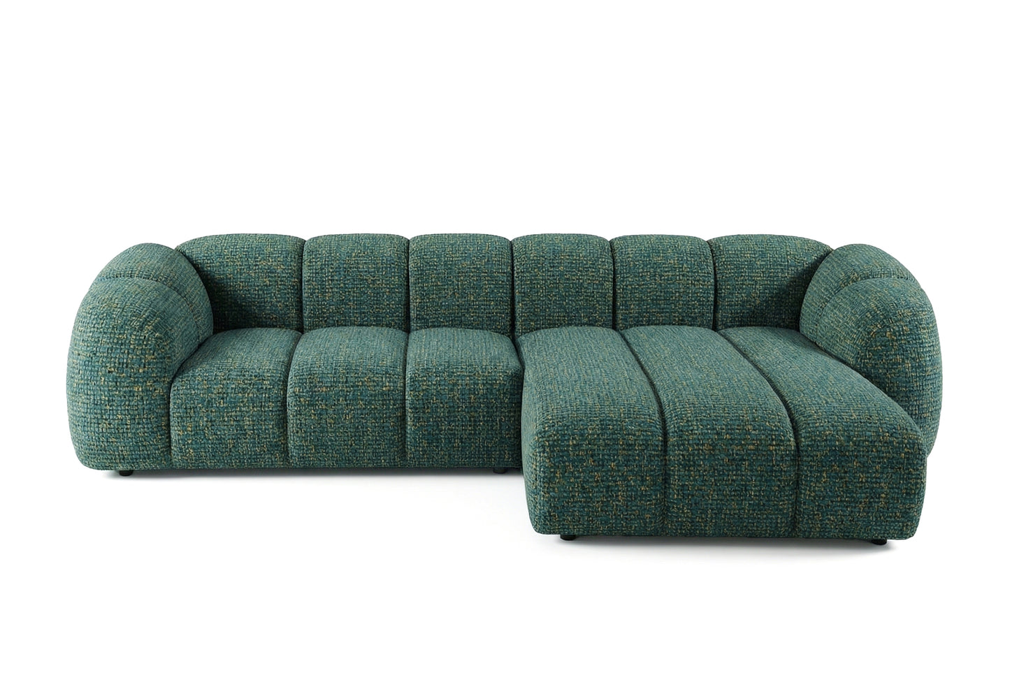Mali Design Ecksofa 280x150 cm | L-Form Couch in Premium Puente-Strukturstoff |37 Dunkelgrün| Ottoman Rechts