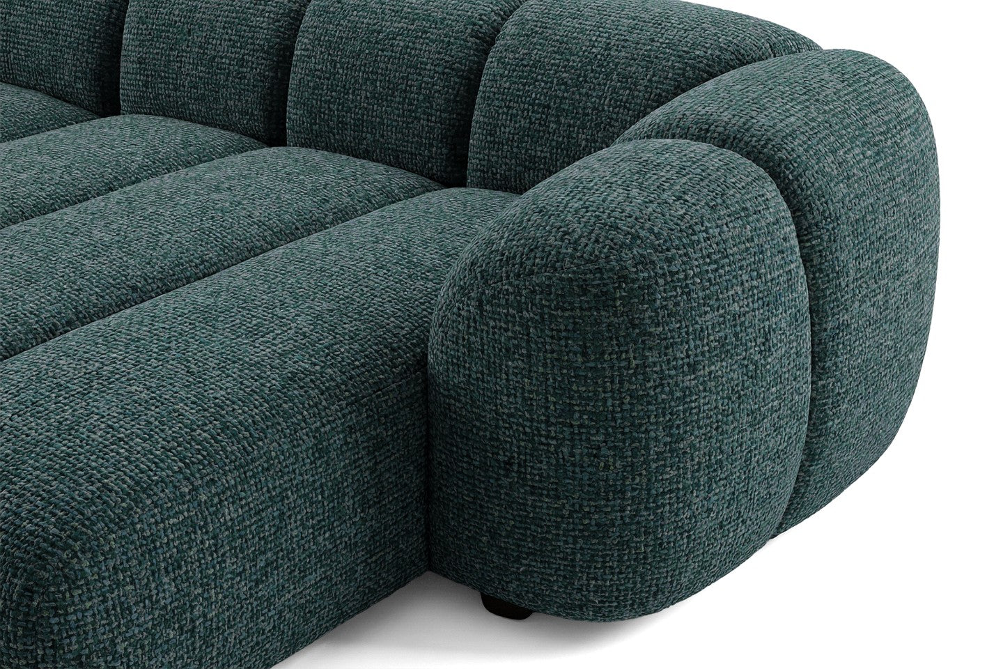 Mali Design Ecksofa 280x150 cm | L-förmige Couch aus hochwertigem Puente-Strukturstoff |39 Petrolblau| Ottomane rechts