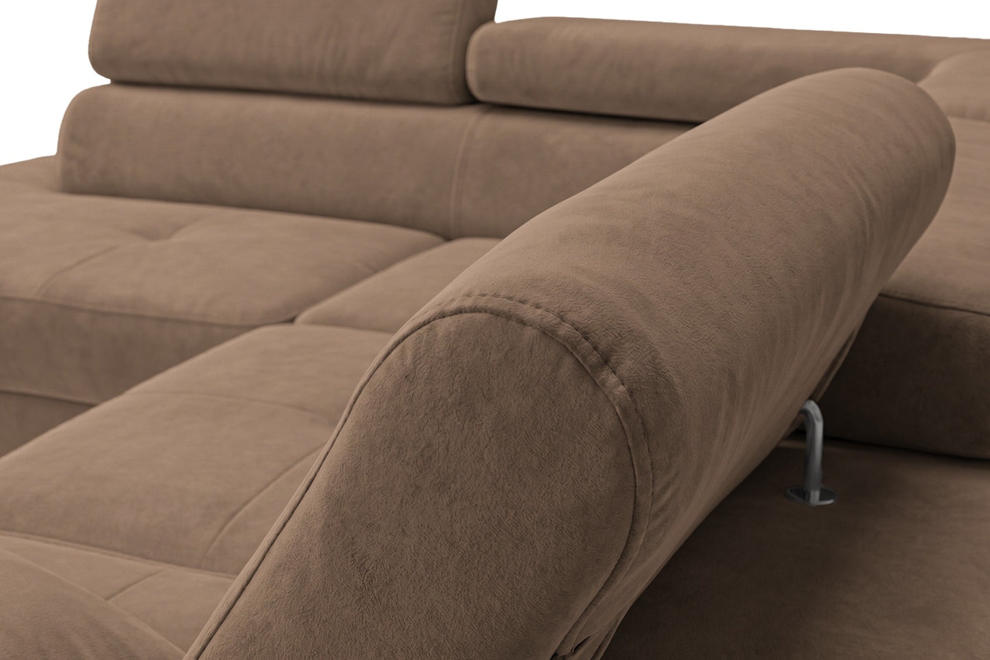 Ecksofa Luca L-Form Braun Stoff Element 05 Linke Ottomane mit Schlaffunktion & Bettkasten