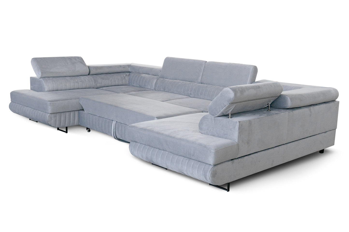 U-förmiges Schlafsofa Magnum Hellgrau 345x202 cm – Flexibles Design ohne feste Seite