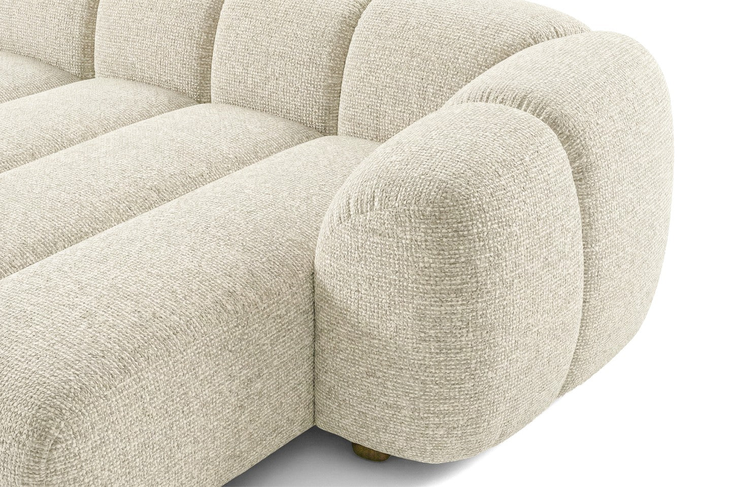 Mali Design Ecksofa 280x150 cm | L-Form Couch in Premium Puente-Strukturstoff |03 Cremeweiß| Ottoman Rechts