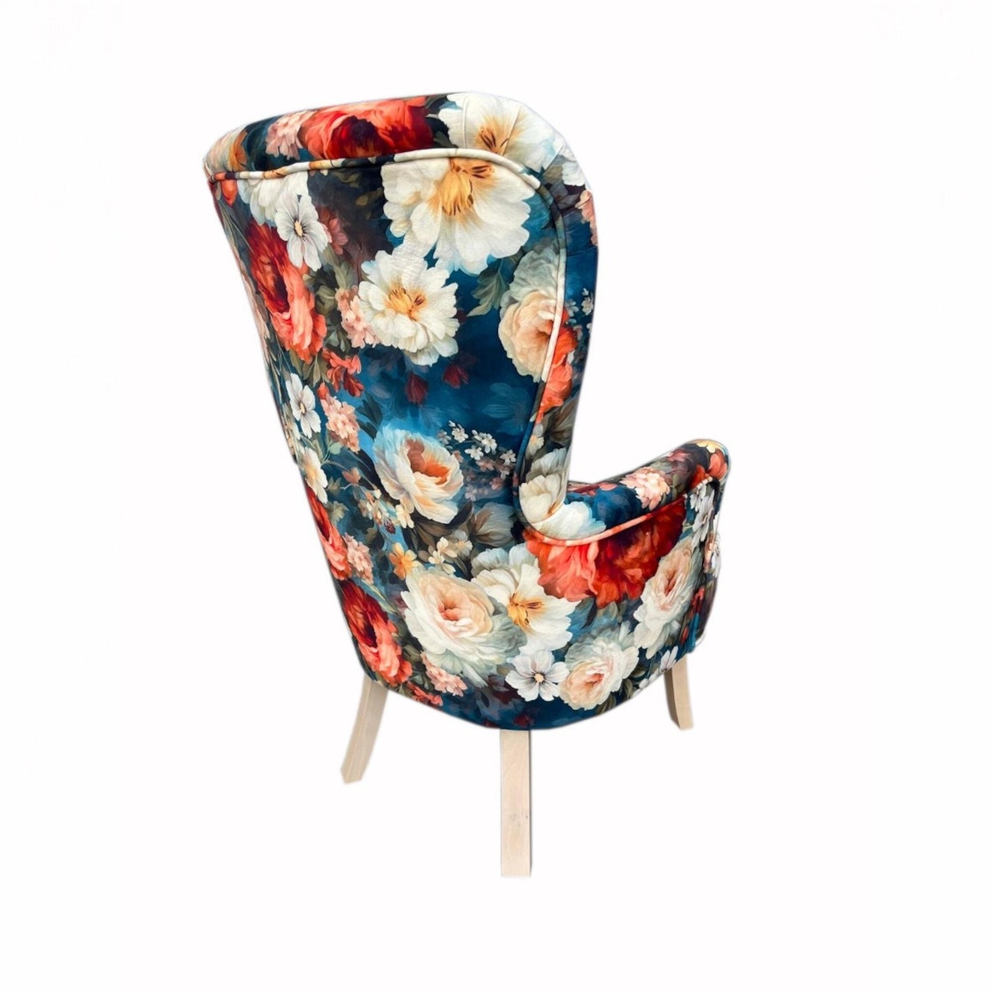 Sofiland Gardens Secrets Ohrensessel Blumenmuster Jacquard-Stoff - Buche