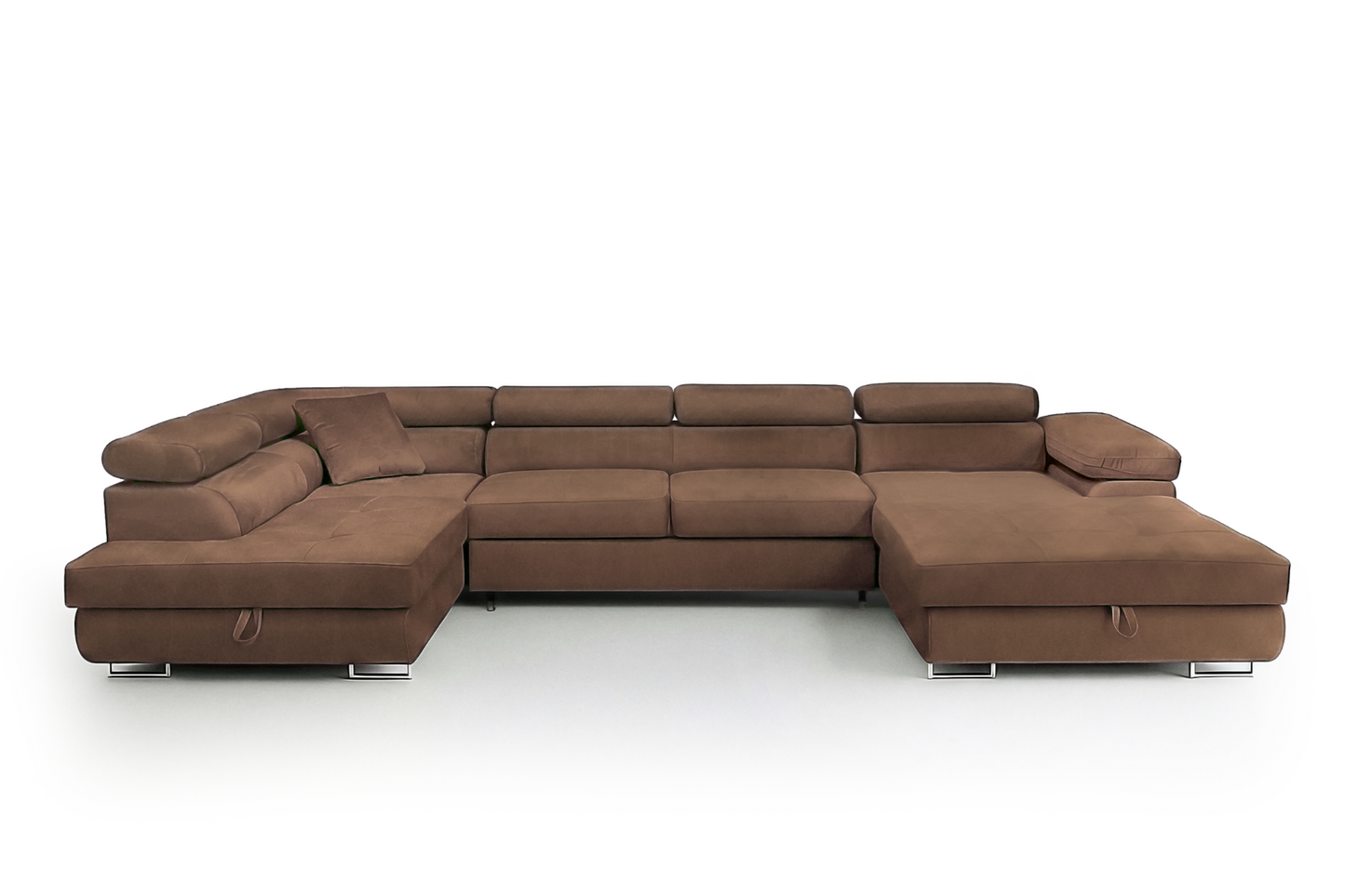 Wohnlandschaft Aller XXL U-Form links Schlaffunktion 2 Bettkästen Beige