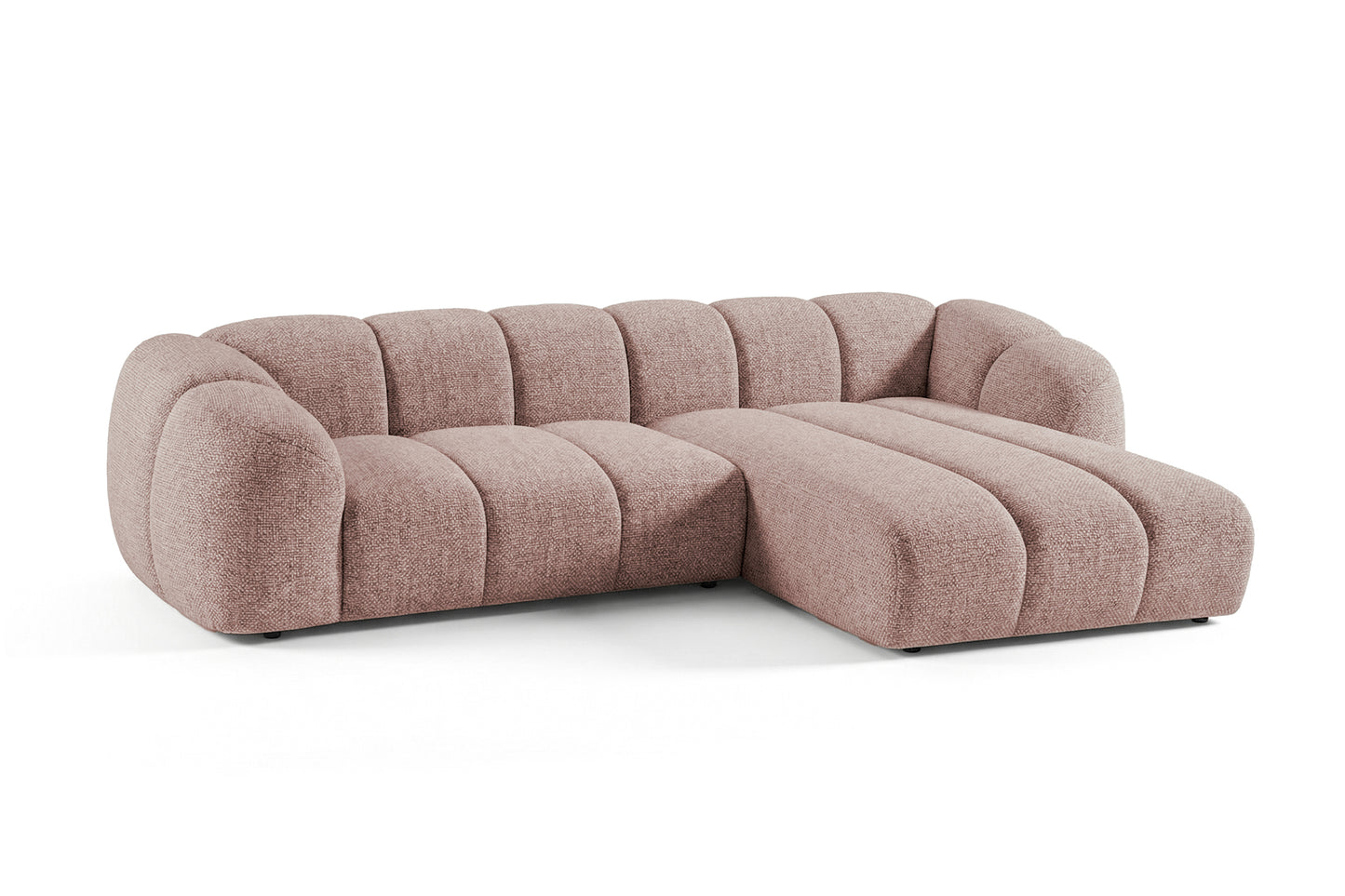 Mali Design Ecksofa 280x150 cm | L-Form Couch in Premium Puente-Strukturstoff |68 Altrosa| Ottoman Rechts