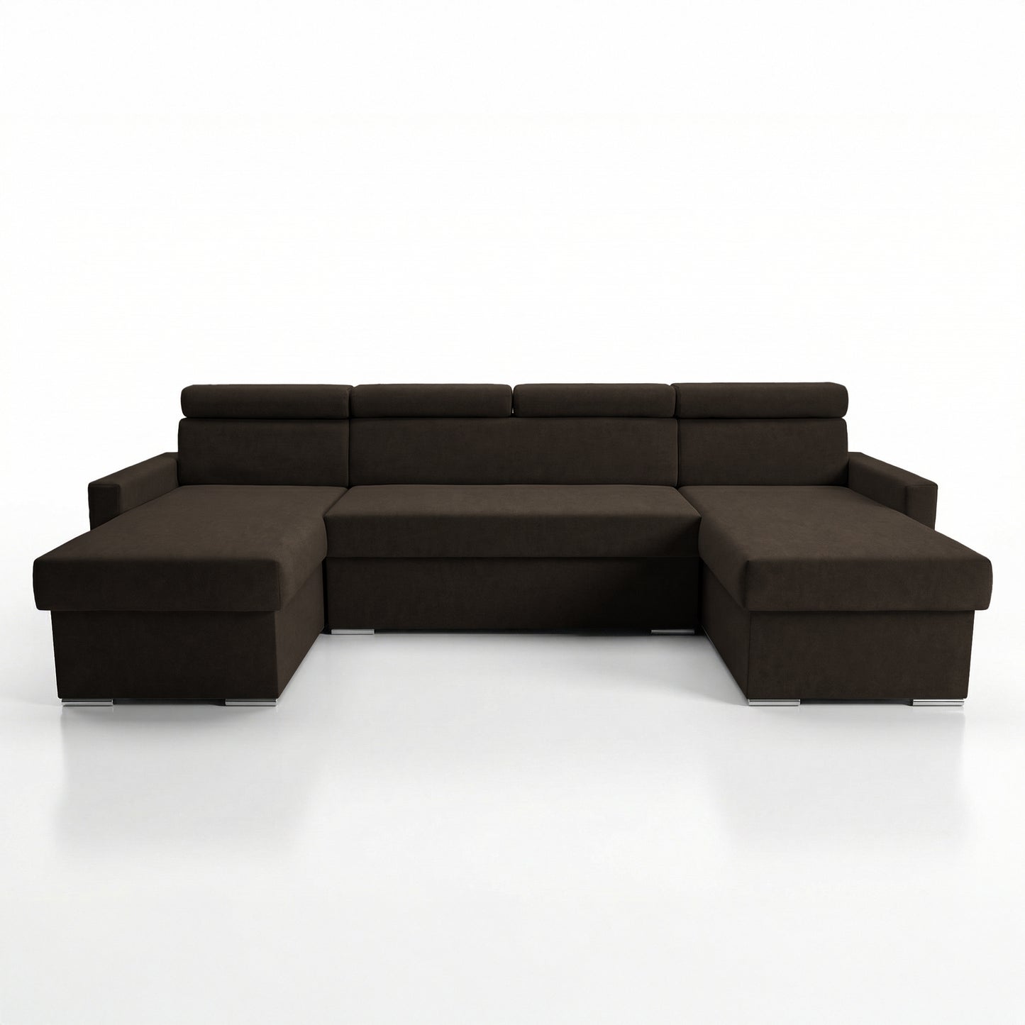 Vega U-Sofa nach Maß | Breite anpassbar | Schlaffunktion 2 Bettkästen U-Form verstellbare Kopfstützen Samtstoff Best 305x151 cm (Bronze)