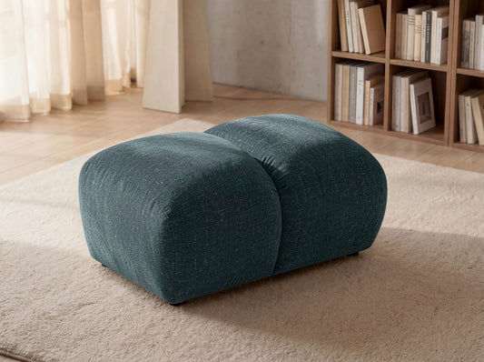 Lounge-Hocker SAVIO – Stoff Puente 39 Petrolblau – 90x70 cm – Design-Sitzpouf mit Premium HR-Komfort