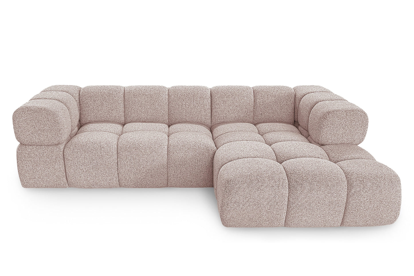 Ecksofa AVERRO 280x150 cm Puente 68 Altrosa Ottomane RECHTS – Modernes Bubble-Sofa mit weichem Chenille-Strukturstoff