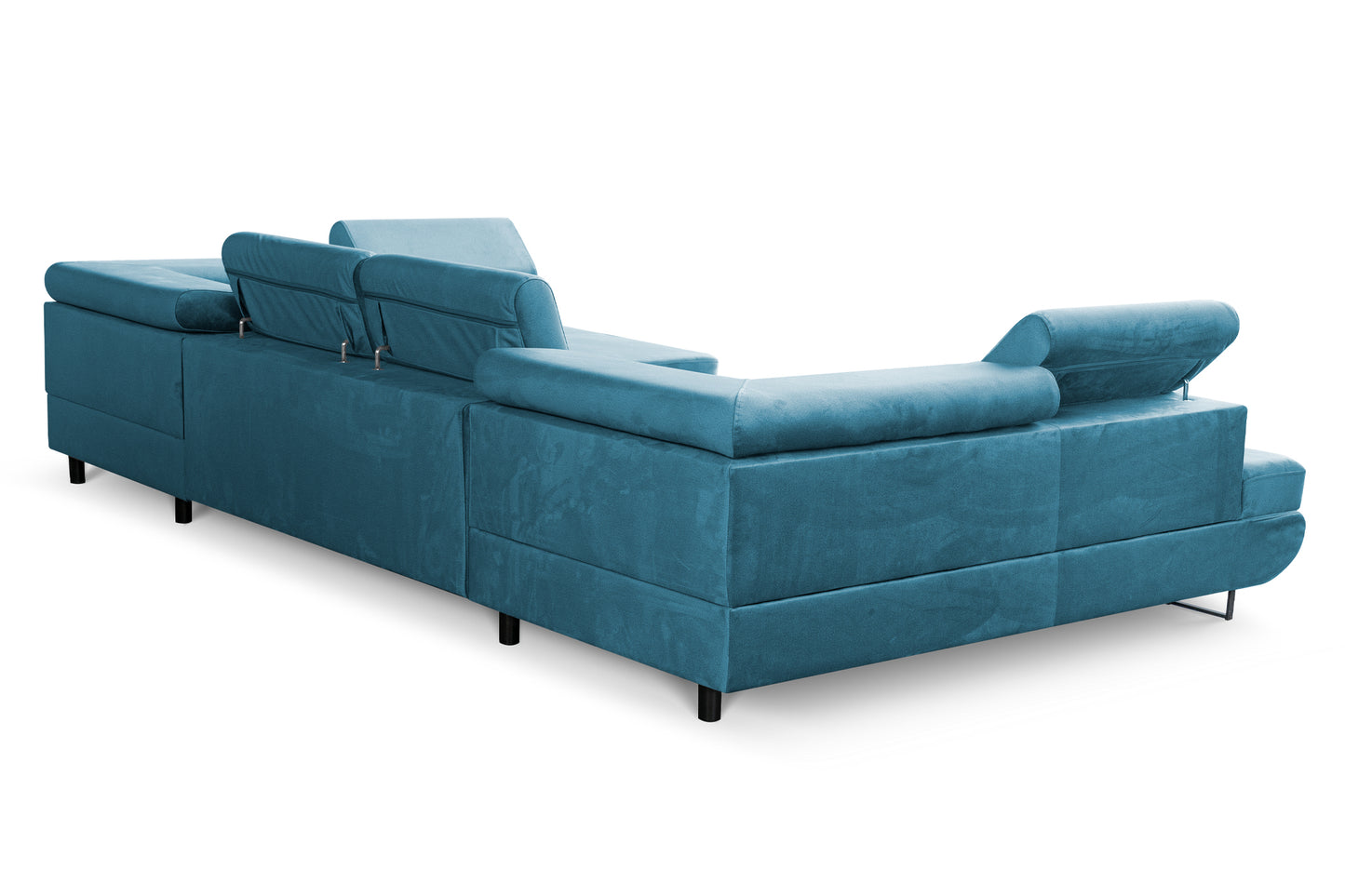 Großes U-förmiges Schlafsofa mit Bettkasten und Agmamito Element Bezug, Türkis Magnum U Sofiland