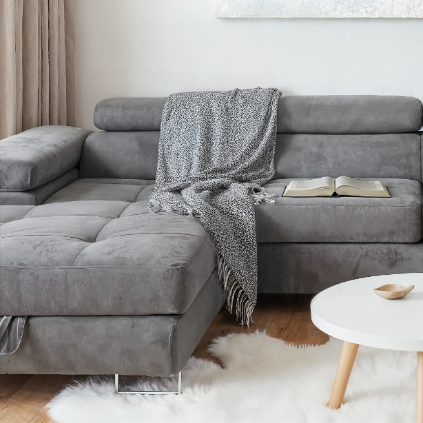 Sofiland Aller XXL U-Form Ecksofa links mit Schlaffunktion, Couchgarnitur mit 2 Bettkästen, Wohnzimmersofa Hellgrau MONOLITH 84, Sofa, Bettsofa, Couch