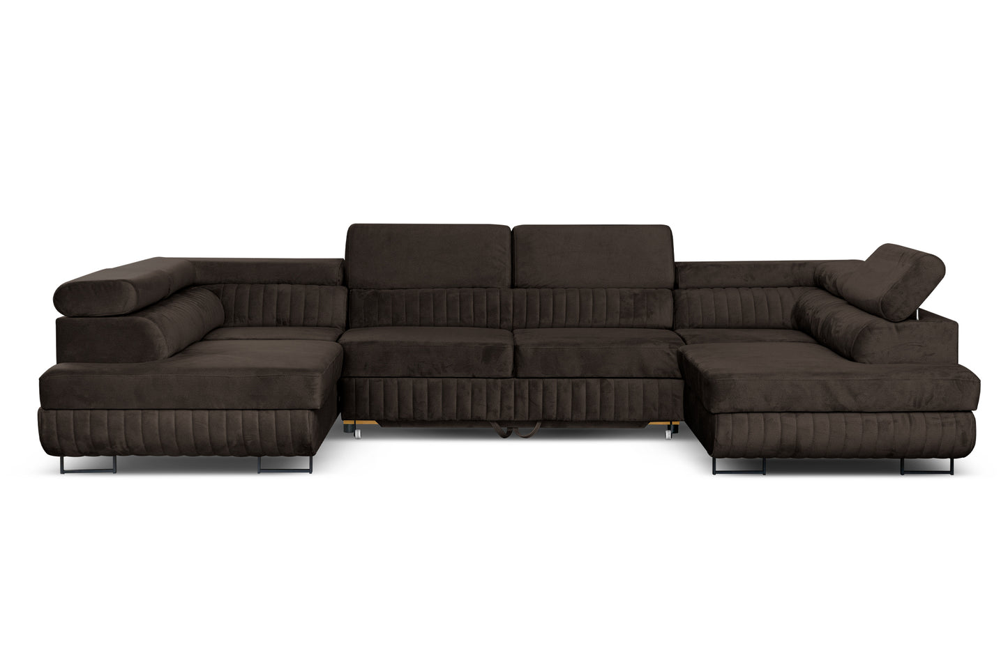 Großes U-förmiges Schlafsofa mit Bettkasten & Agmamito Element Bezug, Dunkelbraun Magnum U Sofiland