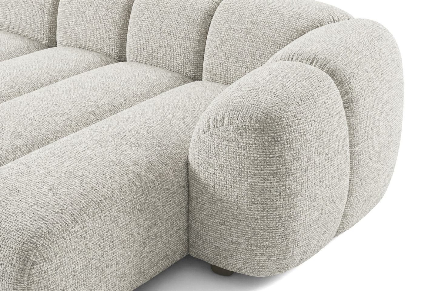 Mali Design Ecksofa 280x150 cm | L-förmige Couch in Premium Puente-Strukturstoff |09 Beigegrau Ottoman rechts