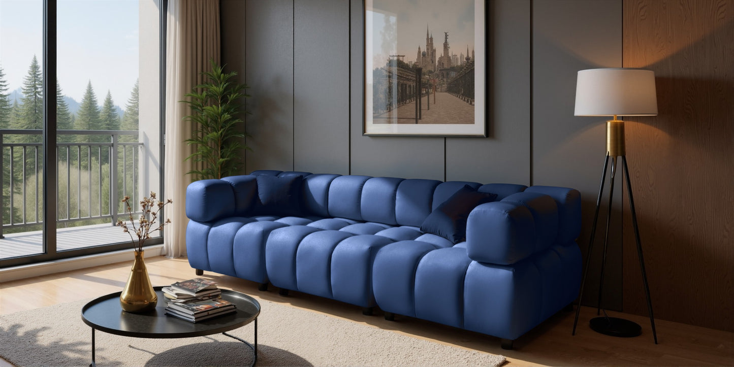 Tondo 4S Design Sofa Modulare Bubble Couch 4-Sitzer Samt Bluvel 86 Dunkelblau