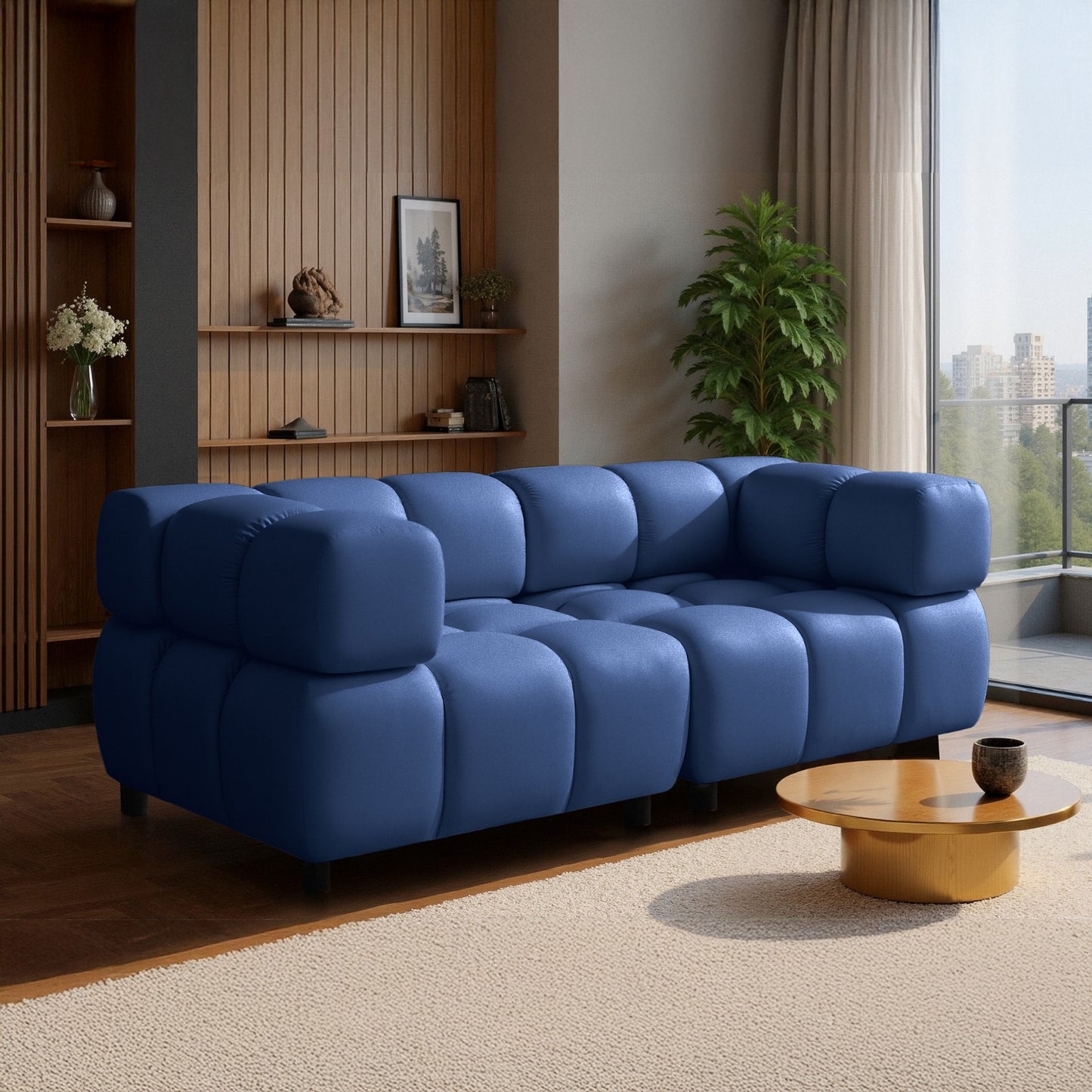 Sofa Tondo 3-Sitzer – Bluvel 86 dunkelblau