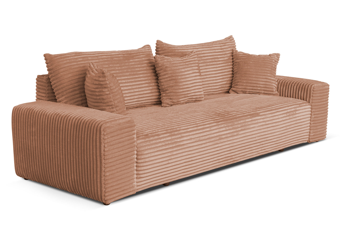 Sofa CORDO von Sofiland – Schlafsofa mit Bettkasten, Cord-Sofa 265x105 cm, Hellbraun 56
