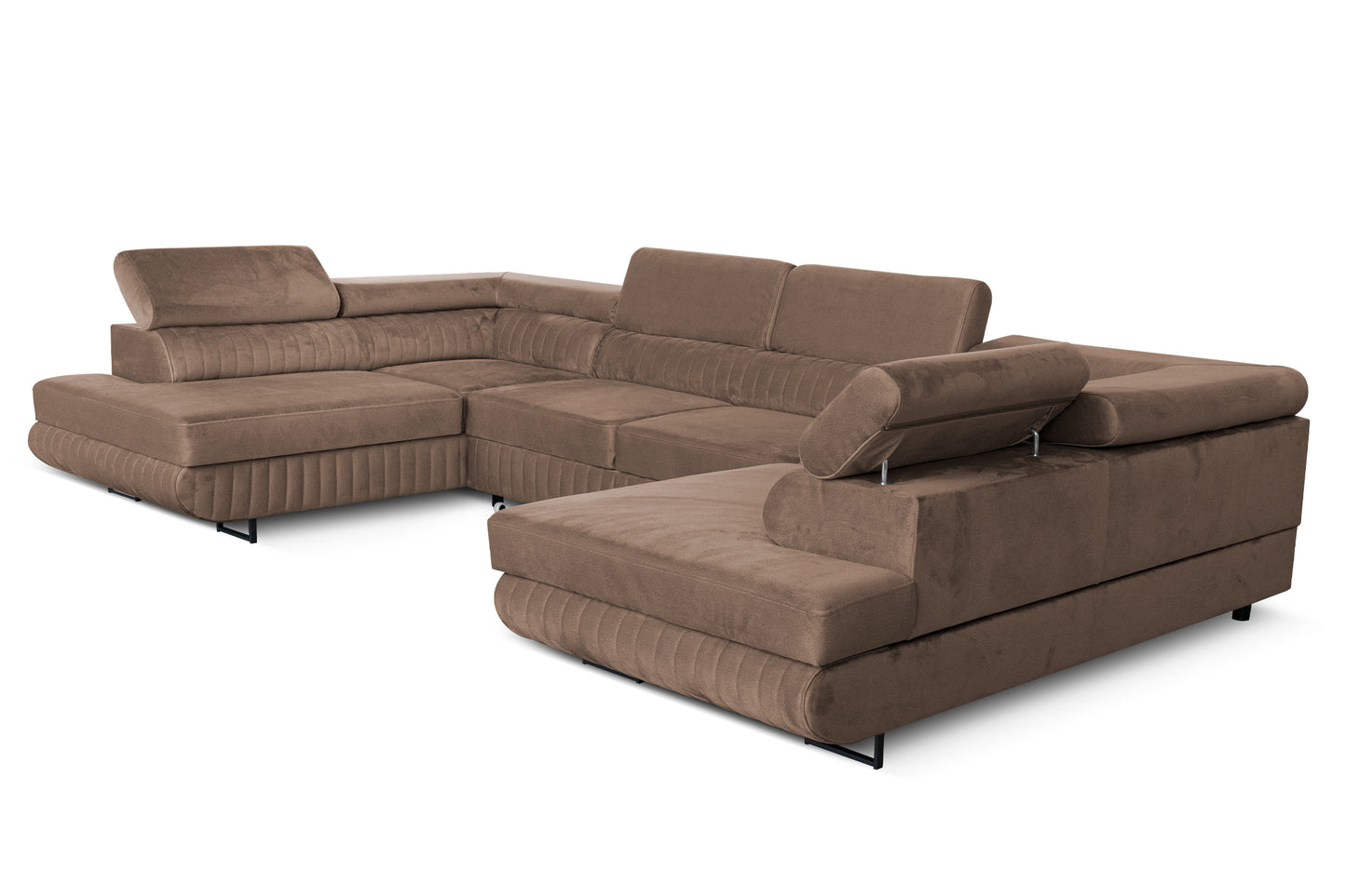 U-förmiges Schlafsofa Magnum Braun 345x202 cm – Flexibles Design ohne feste Seite