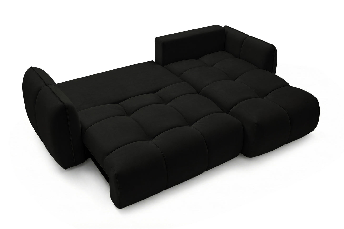 Ecksofa BELVEO mit Schlaffunktion und Bettkasten L-Form Ausrichtung Rechts Stoff Bluvel 19 Schwarz