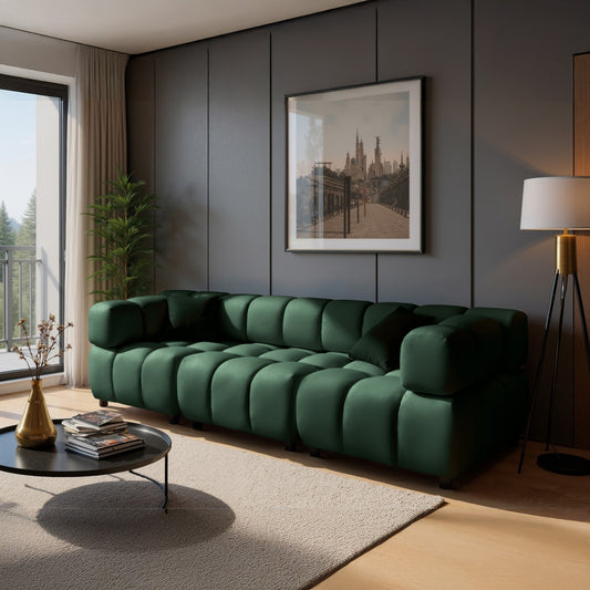 Tondo 4S Design Sofa Modulares Bubble Couch 4-Sitzer Samt Bluvel 78 Grün