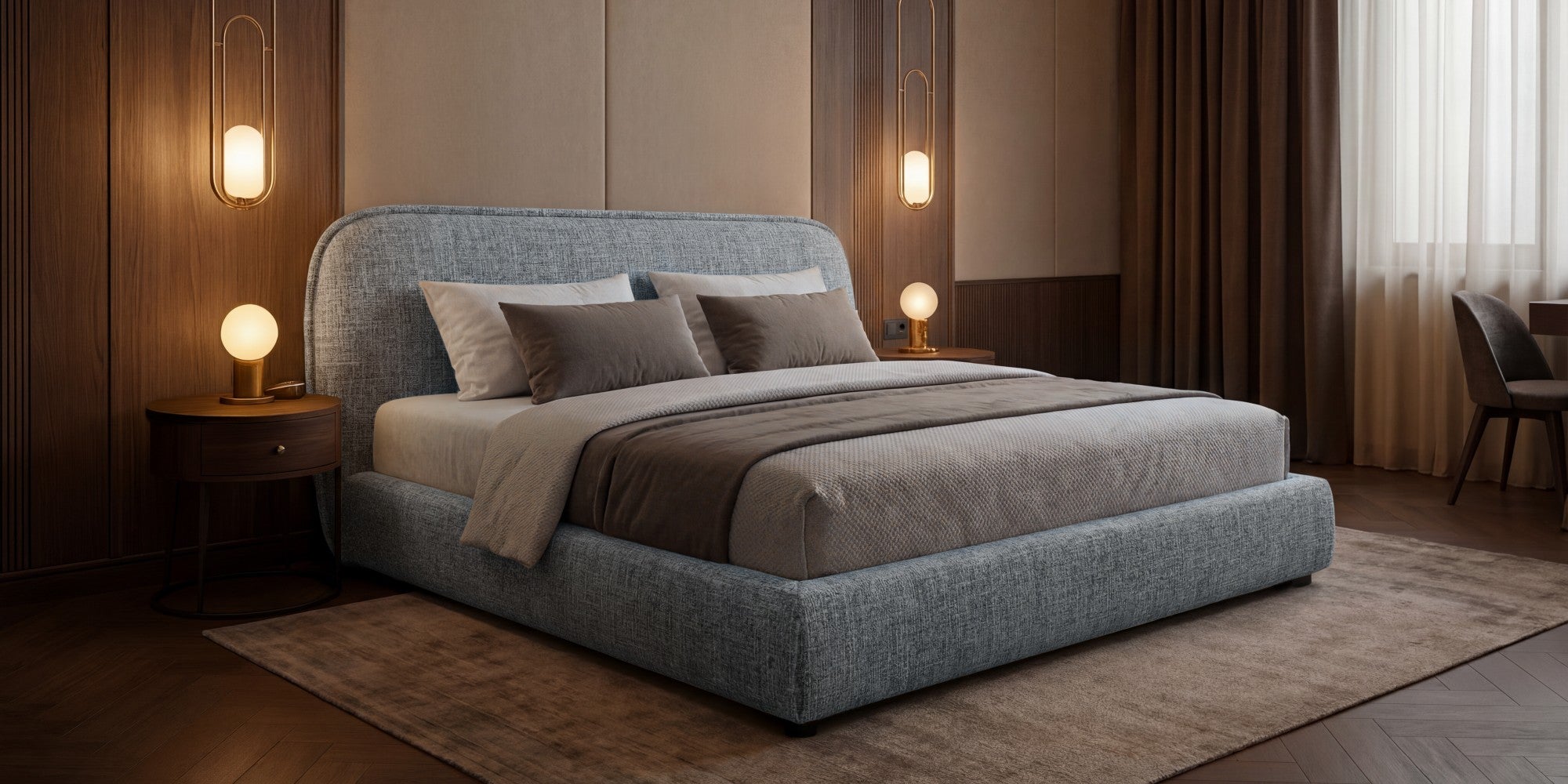 Polsterbett NORDICA 160x200 cm Tracy 10 Dunkelgrau Multicolor – ein modernes Designerbett mit abgerundetem Kopfteil und Lattenrost