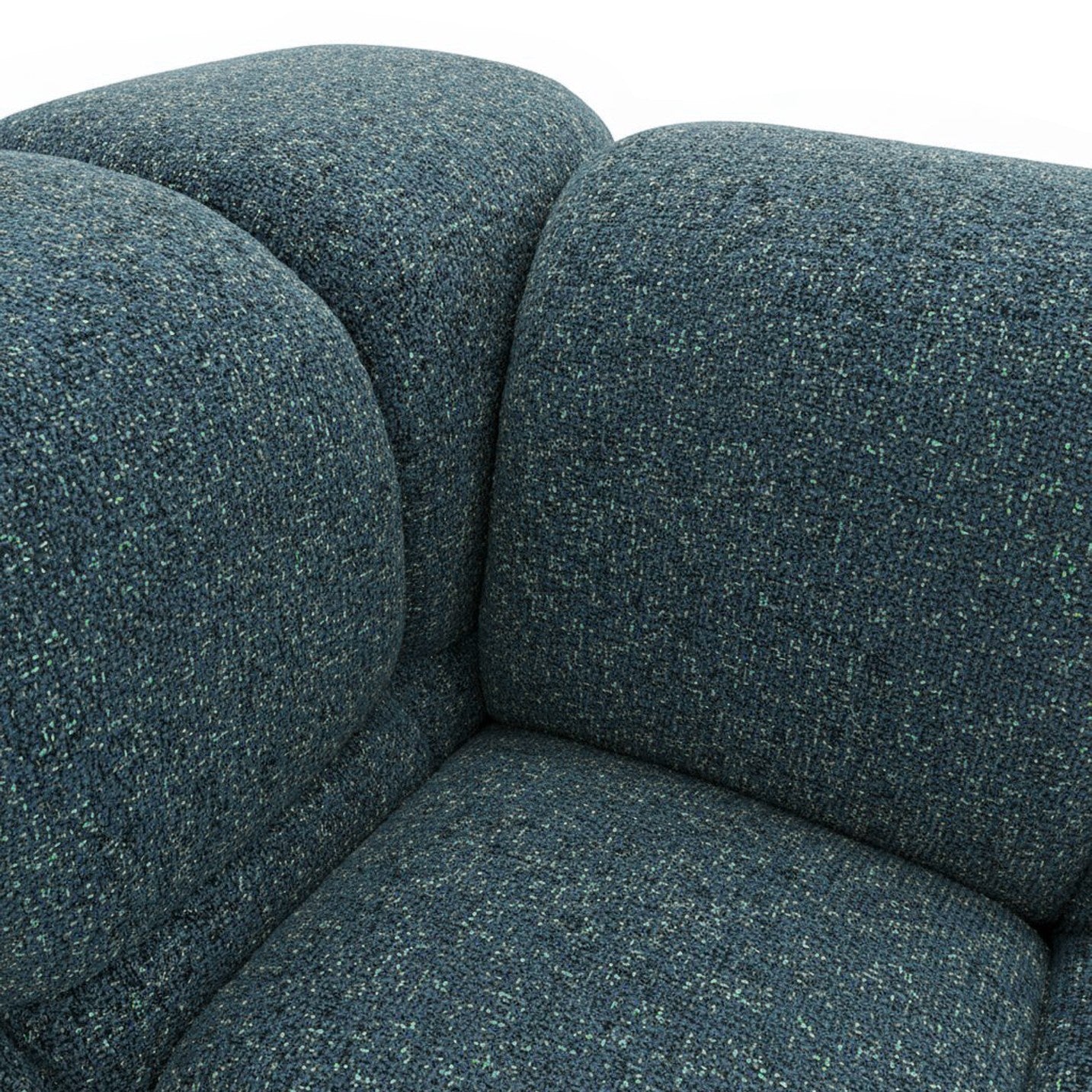 Design-Sofa 3-Sitzer TONDO PUENTE 39 – Strukturstoff in Bouclé-Optik – Wellenformiges Design – Dunkelblau