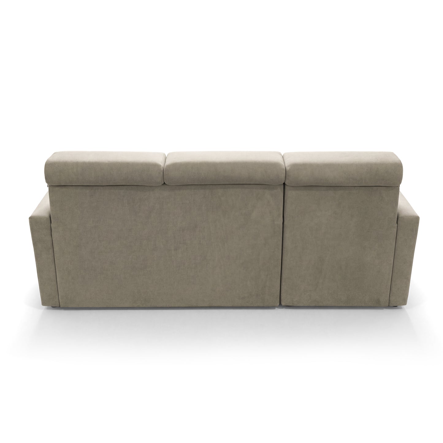 Ecksofa Vega L mit Schlaffunktion & Bettkasten – Samtstoff Best Beige– Zero-Wall Design Wandbündig – L-Form Sofa Freistehend