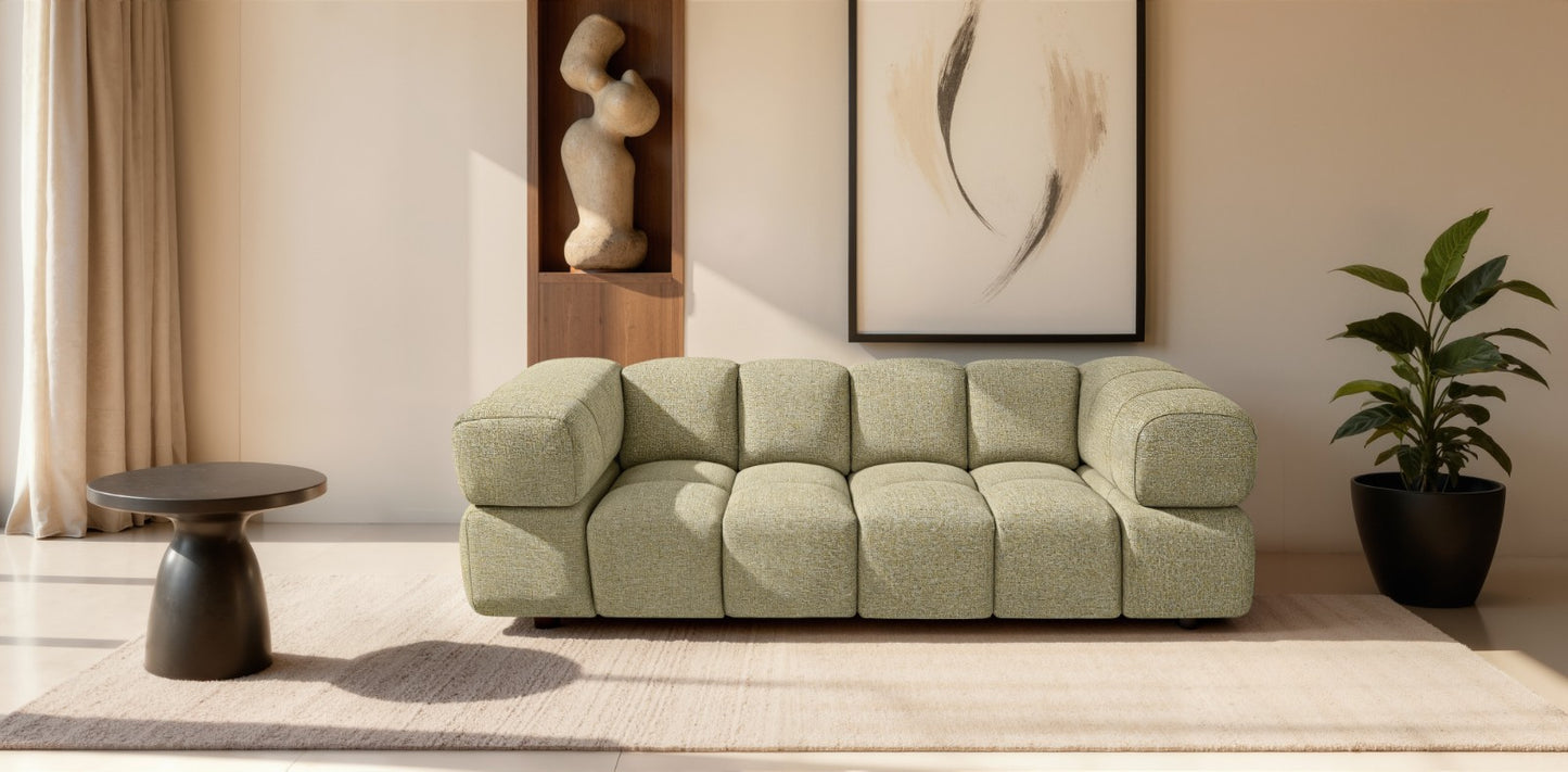 Design-Sofa 3-Sitzer TONDO PUENTE 41 – Strukturstoff in Bouclé-Optik – Wellenförmiges Design – Gelb